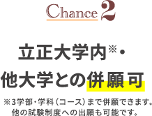 Chance2 立正大学内※・他大学との併願可